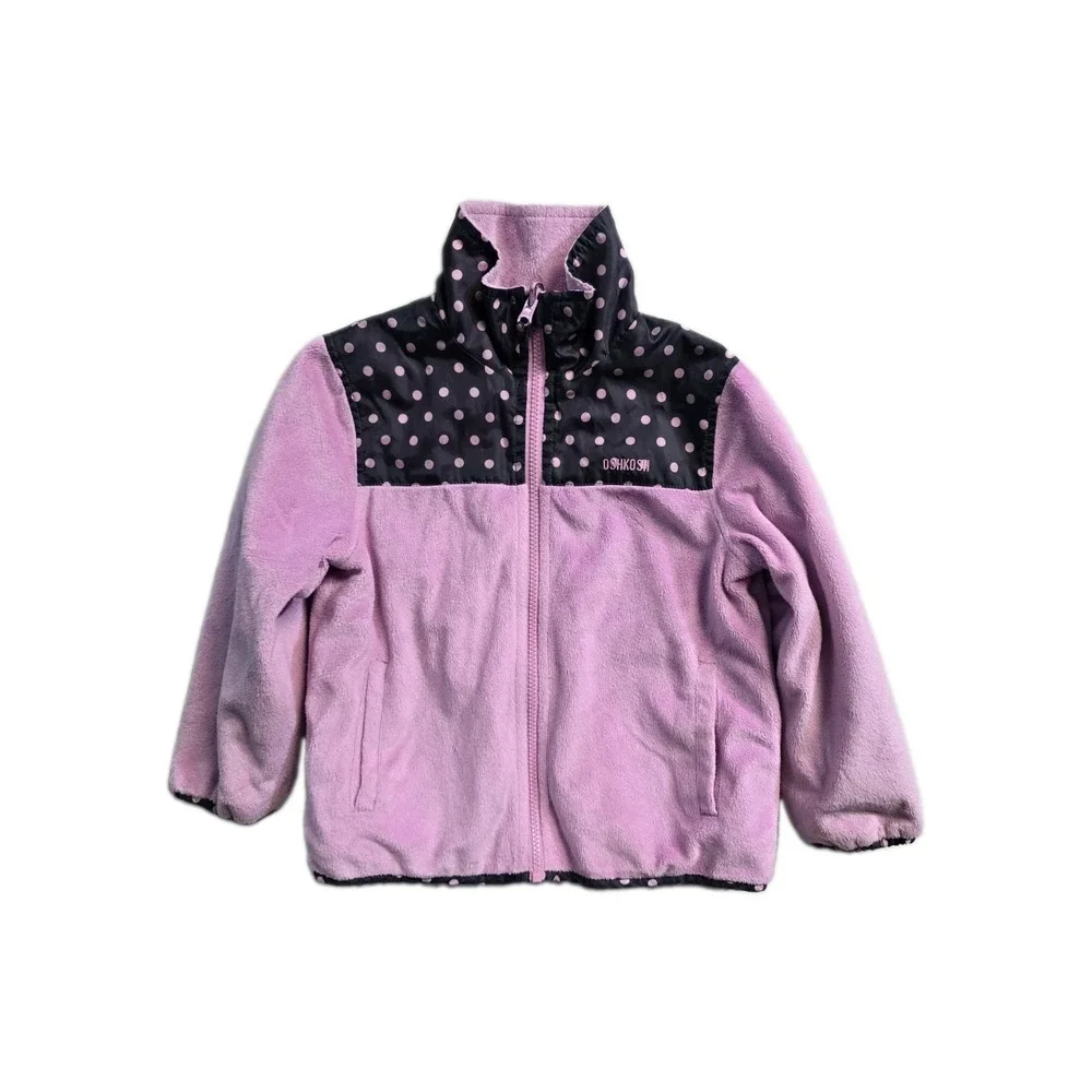 Oshkosh B'gosh Girls 5 Fleece Revirsable Jacket Pink Gray